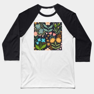 Flower garden on black Baseball T-Shirt